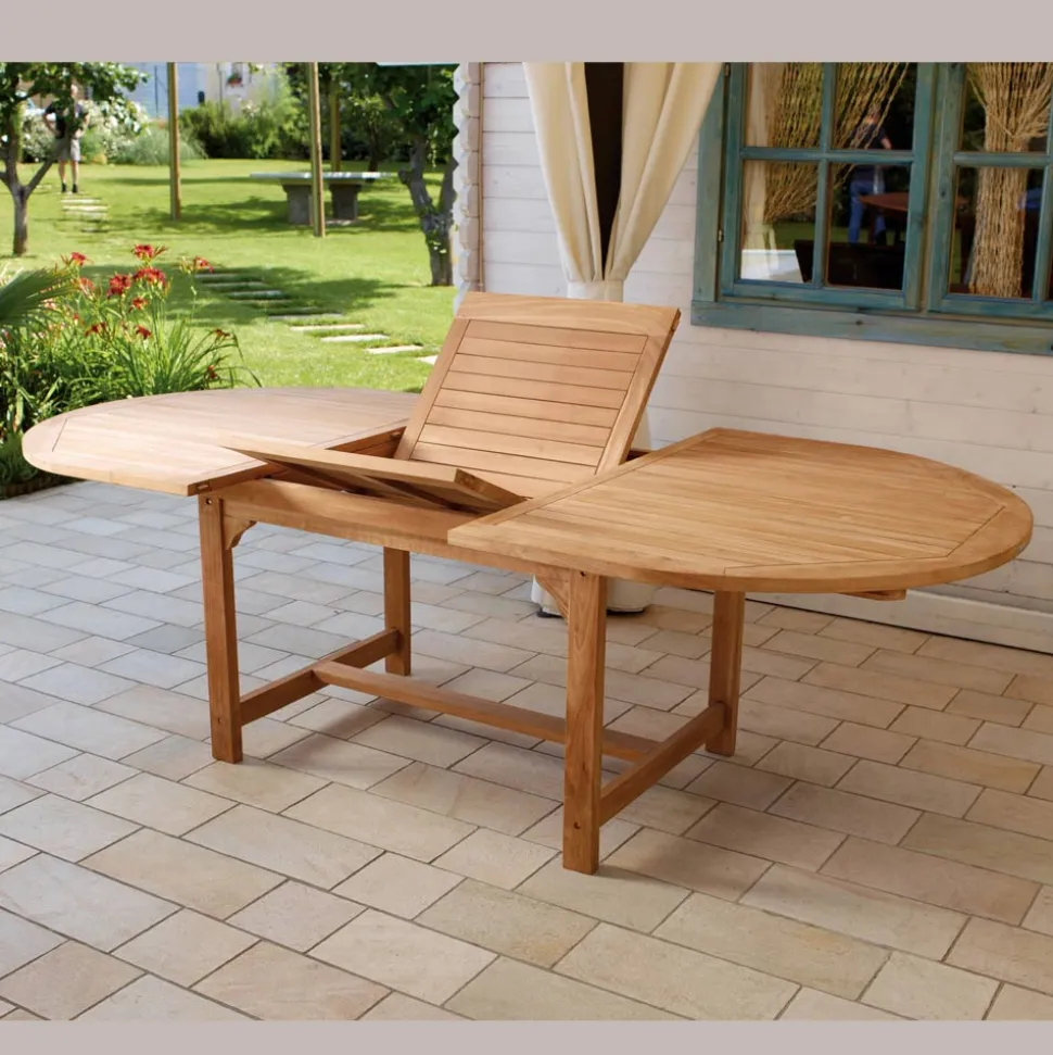 Tavolo Ovale Allungabile a 240 cm da Esterno Realizzato in Teak - Edera