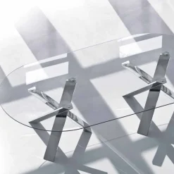 Tavolo ovale di design in cristallo 280x120cm made in Italy Tree