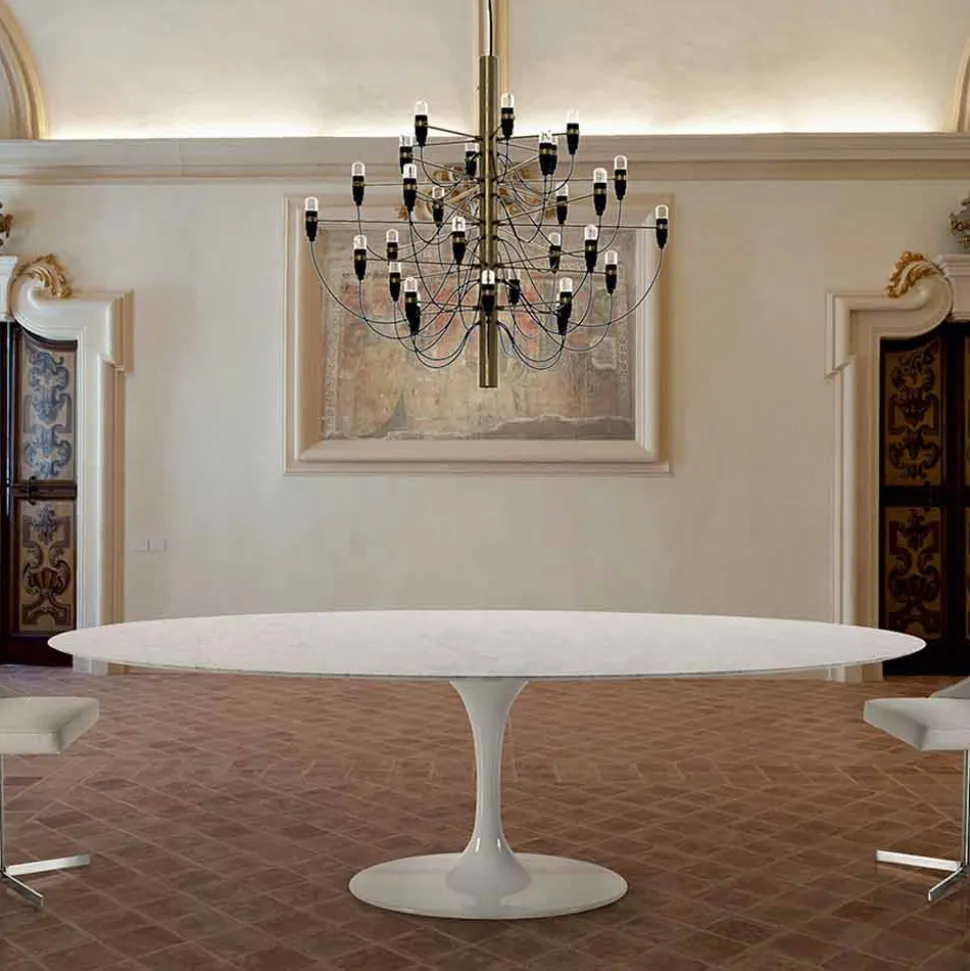 Tavolo Ovale Moderno in Marmo Carrara o Nero Marquinia Made in Italy – Dollars