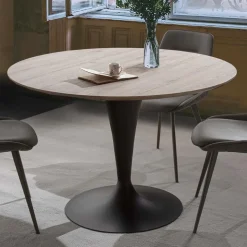 Tavolo per Sala da Pranzo con Piano Rotondo Allungabile Fino a 170 cm - Moreno
