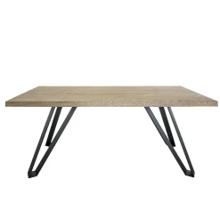 Tavolo Placcato in Rovere Nodato Massellato e Metallo Made in Italy - Luanda