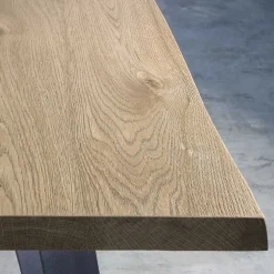 Tavolo Placcato in Rovere Nodato Massellato e Metallo Made in Italy - Luanda