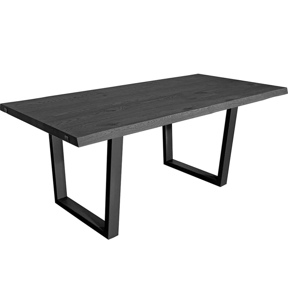 Tavolo Placcato in Rovere Nodato Squadrato e Base in Metallo Made in Italy - Pilar