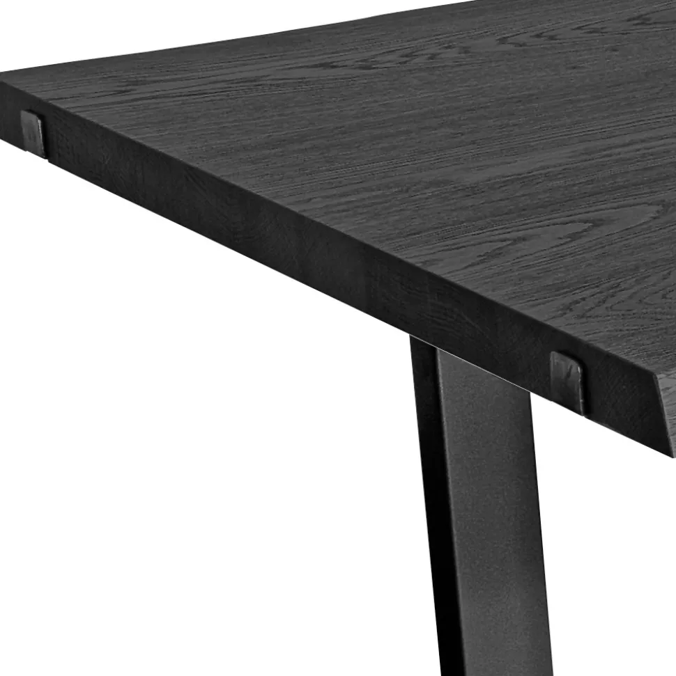 Tavolo Placcato in Rovere Nodato Squadrato e Base in Metallo Made in Italy - Pilar
