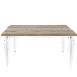 Tavolo Pranzo Allungabile a 255 cm in Plexiglass e Legno Made in Italy - Francoise