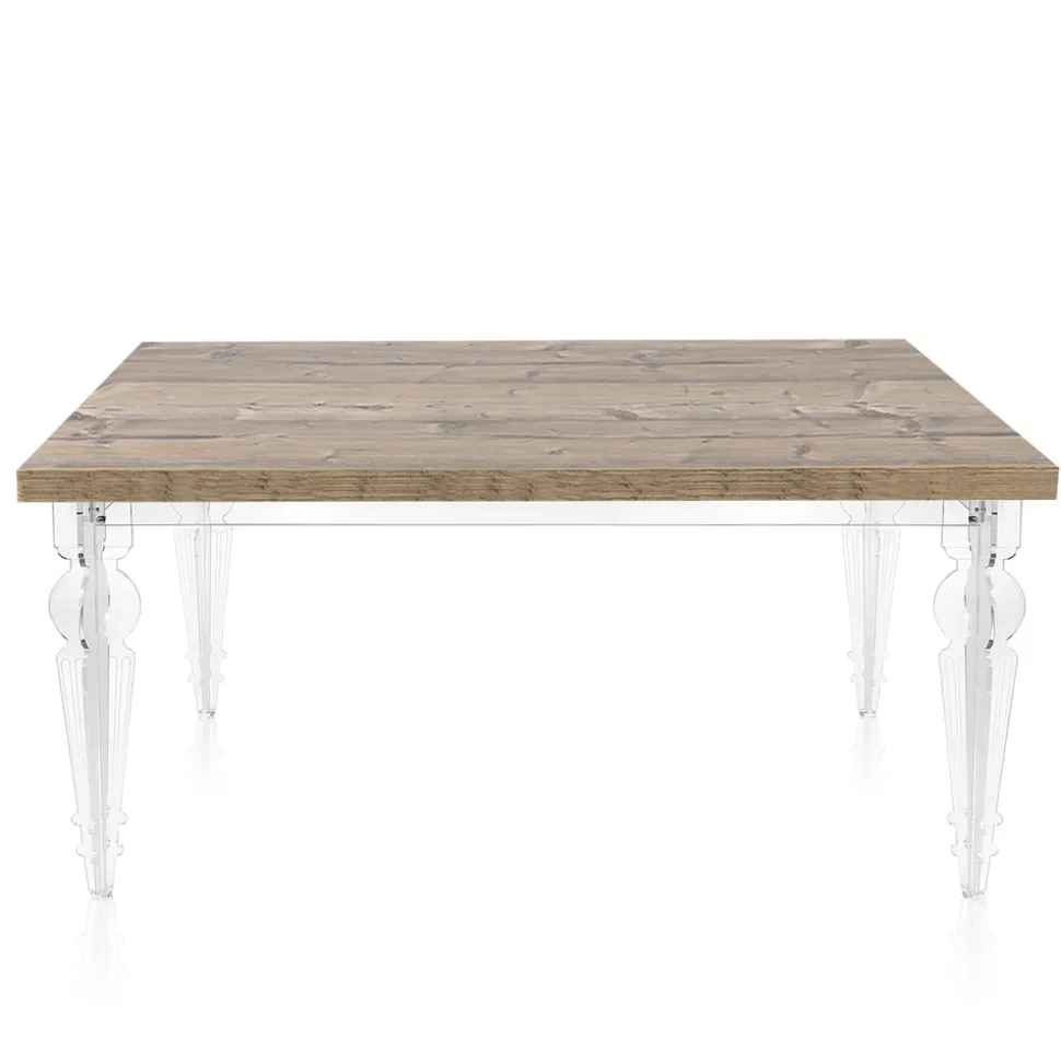 Tavolo Pranzo Allungabile a 255 cm in Plexiglass e Legno Made in Italy - Francoise