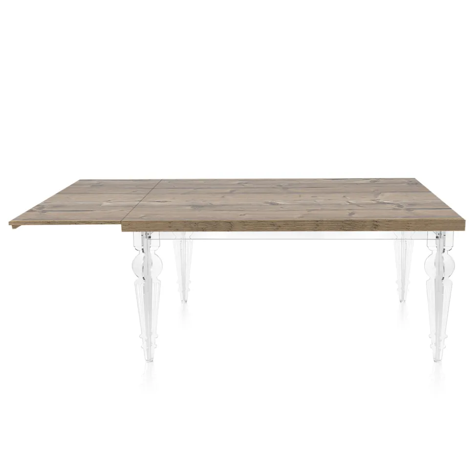 Tavolo Pranzo Allungabile a 255 cm in Plexiglass e Legno Made in Italy - Francoise