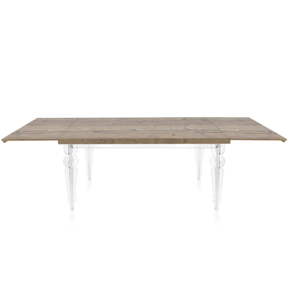 Tavolo Pranzo Allungabile a 255 cm in Plexiglass e Legno Made in Italy - Francoise