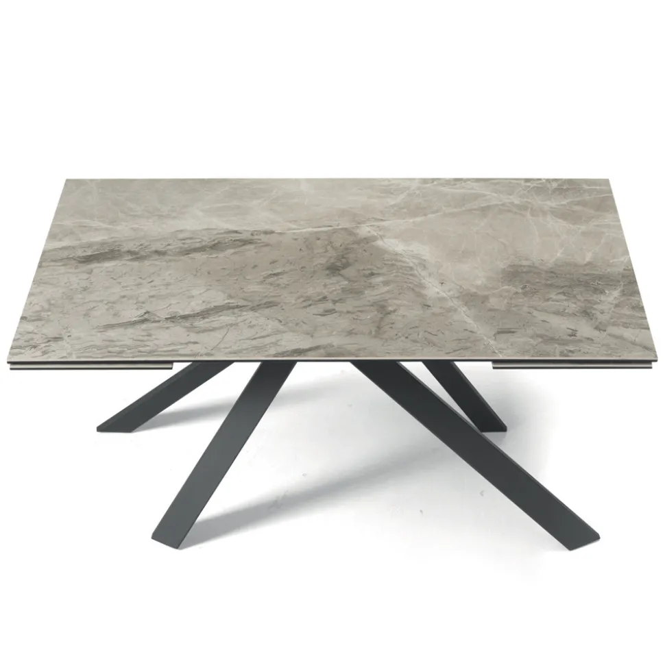 Tavolo Pranzo Allungabile a 240 cm Effetto Marmo e Struttura Metallo - Yvan