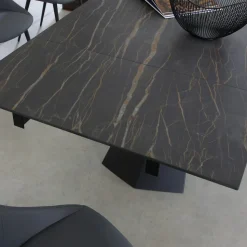 Tavolo Pranzo Allungabile Fino 270 cm con Piano Vetro Ceramica - Trasimeno