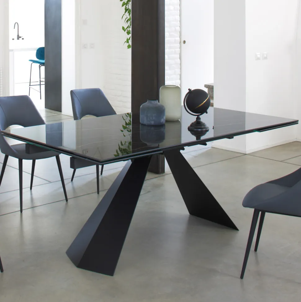 Tavolo Pranzo Allungabile Fino 270 cm con Piano Vetro Ceramica - Trasimeno