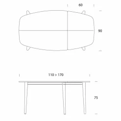 Tavolo Pranzo Allungabile fino a 170 cm in Legno Impiallacciato - Nutello