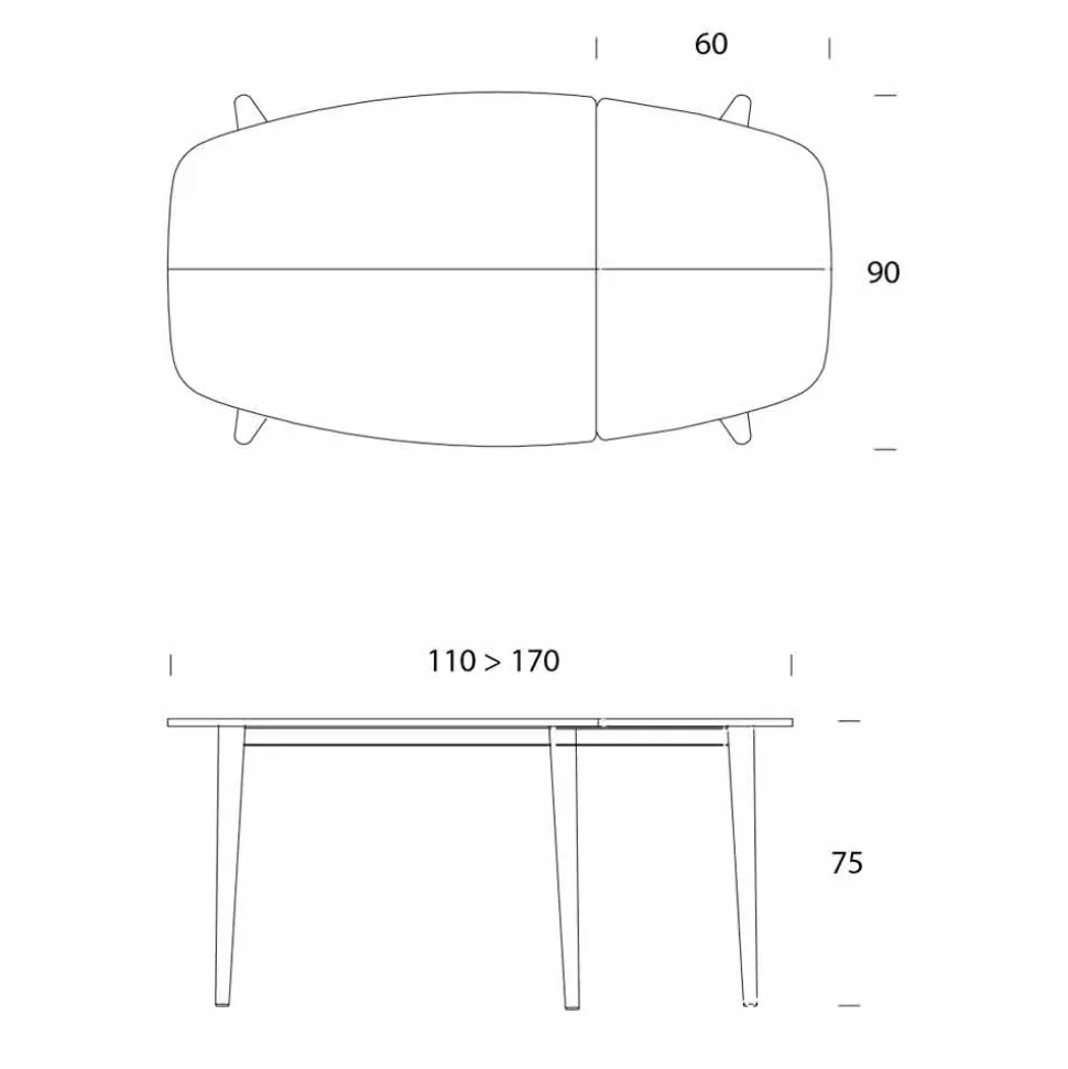 Tavolo Pranzo Allungabile fino a 170 cm in Legno Impiallacciato - Nutello