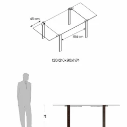 Tavolo Pranzo Allungabile Fino a 280 cm con Piano in Vetro Made in Italy - Melo