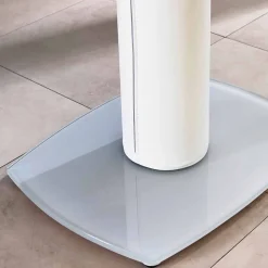 Tavolo pranzo allungabile in vetro e similpelle, L120/180xP90cm, Lelia