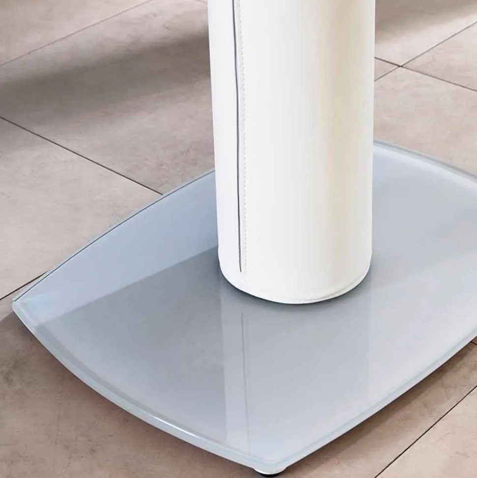 Tavolo pranzo allungabile in vetro e similpelle, L120/180xP90cm, Lelia
