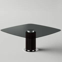 Tavolo Pranzo con Piano Quadrato in Vetro e Base in Legno Made in Italy - Kuadro