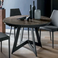 Tavolo Pranzo Rotondo con Piano Allungabile a 180 cm Made in Italy - Muschio