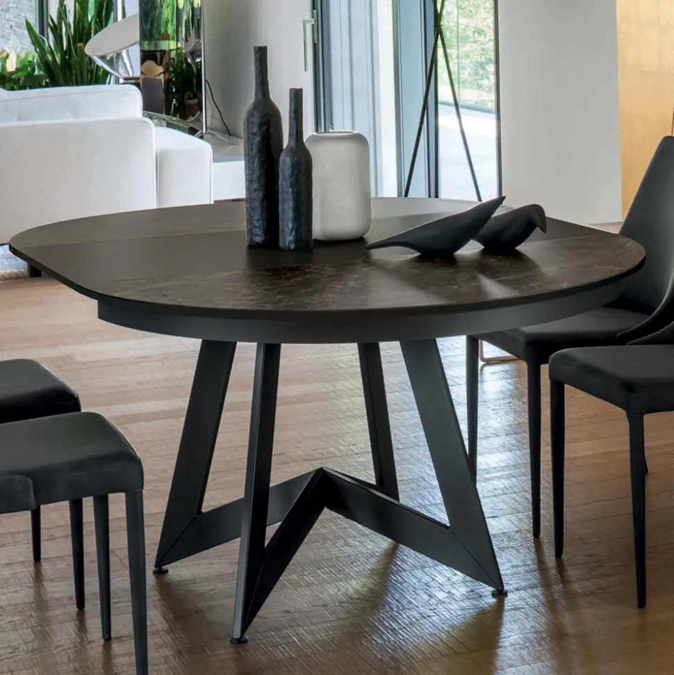 Tavolo Pranzo Rotondo con Piano Allungabile a 180 cm Made in Italy - Muschio