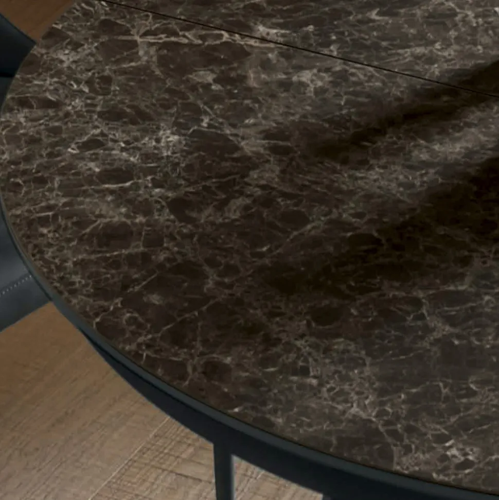 Tavolo Pranzo Tondo Allungabile a 270 cm in Ceramica Made in Italy - Muschio