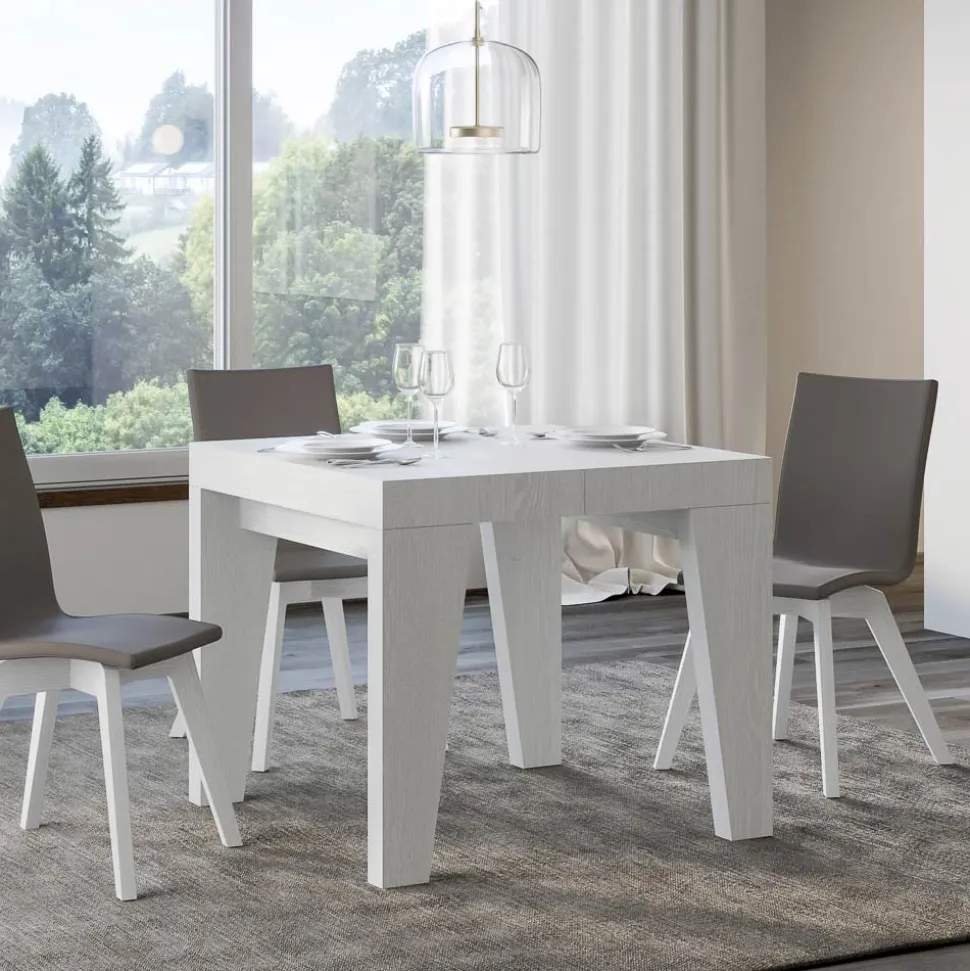 Tavolo Quadrato Allungabile a 246 cm in Legno Made in Italy - Fiore