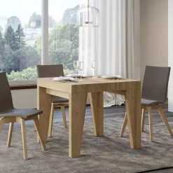 Tavolo Quadrato Allungabile a 246 cm in Legno Made in Italy - Fiore