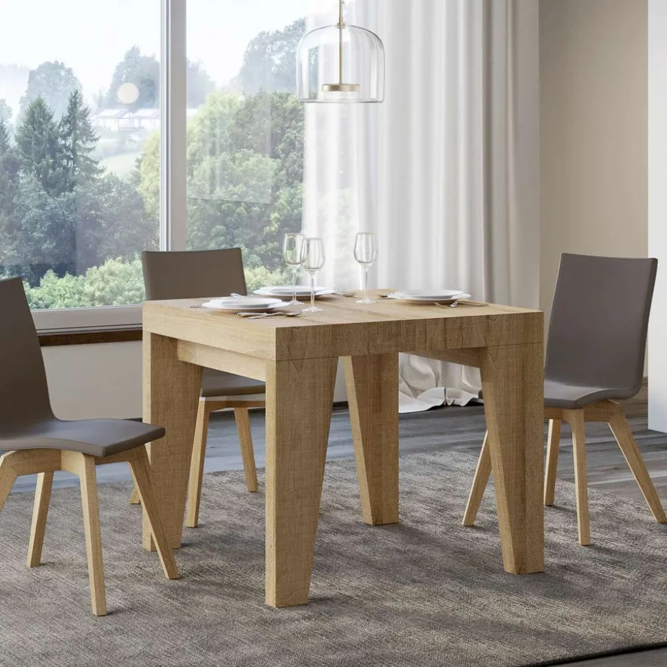 Tavolo Quadrato Allungabile a 246 cm in Legno Made in Italy - Fiore