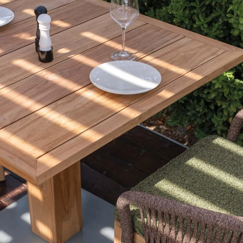 Tavolo Quadrato da Esterno in Teak e Metallo - Marie