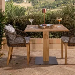 Tavolo Quadrato da Esterno in Teak e Metallo - Marie