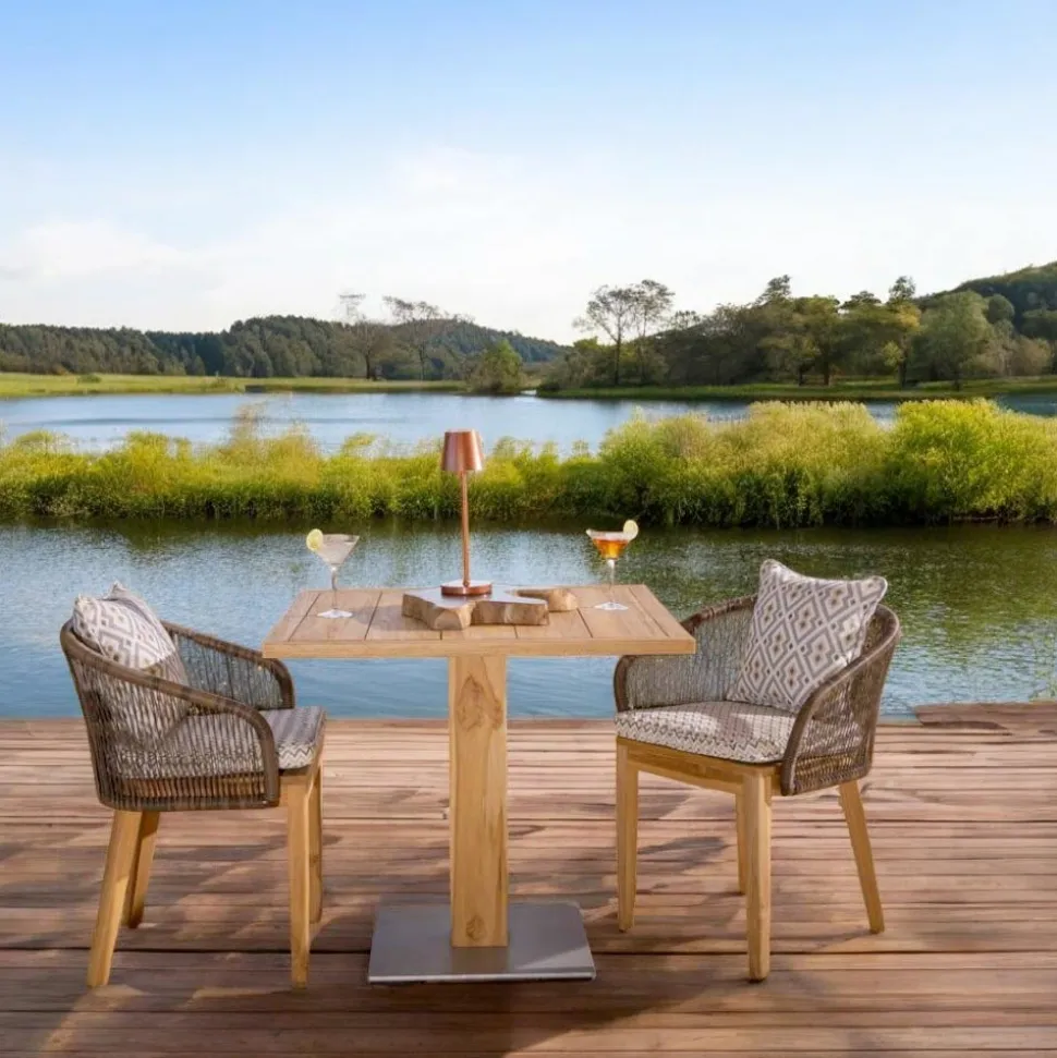 Tavolo Quadrato da Esterno in Teak e Metallo - Marie