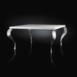 Tavolo quadrato fisso di design in MDF e acciaio cromato Luigi