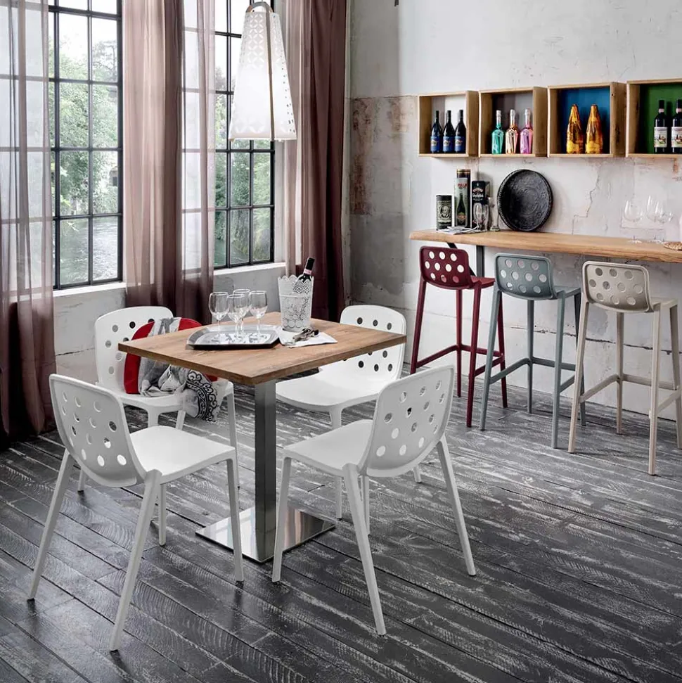 Tavolo Quadrato in HPL Metallo Inox Satinato Made in Italy - Lente