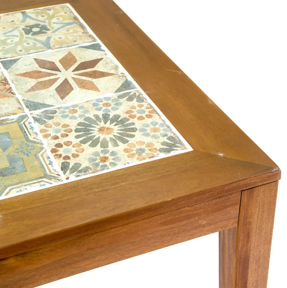 Tavolo Quadrato Realizzato in Legno di Acacia e Piano in Ceramica - Tecnica