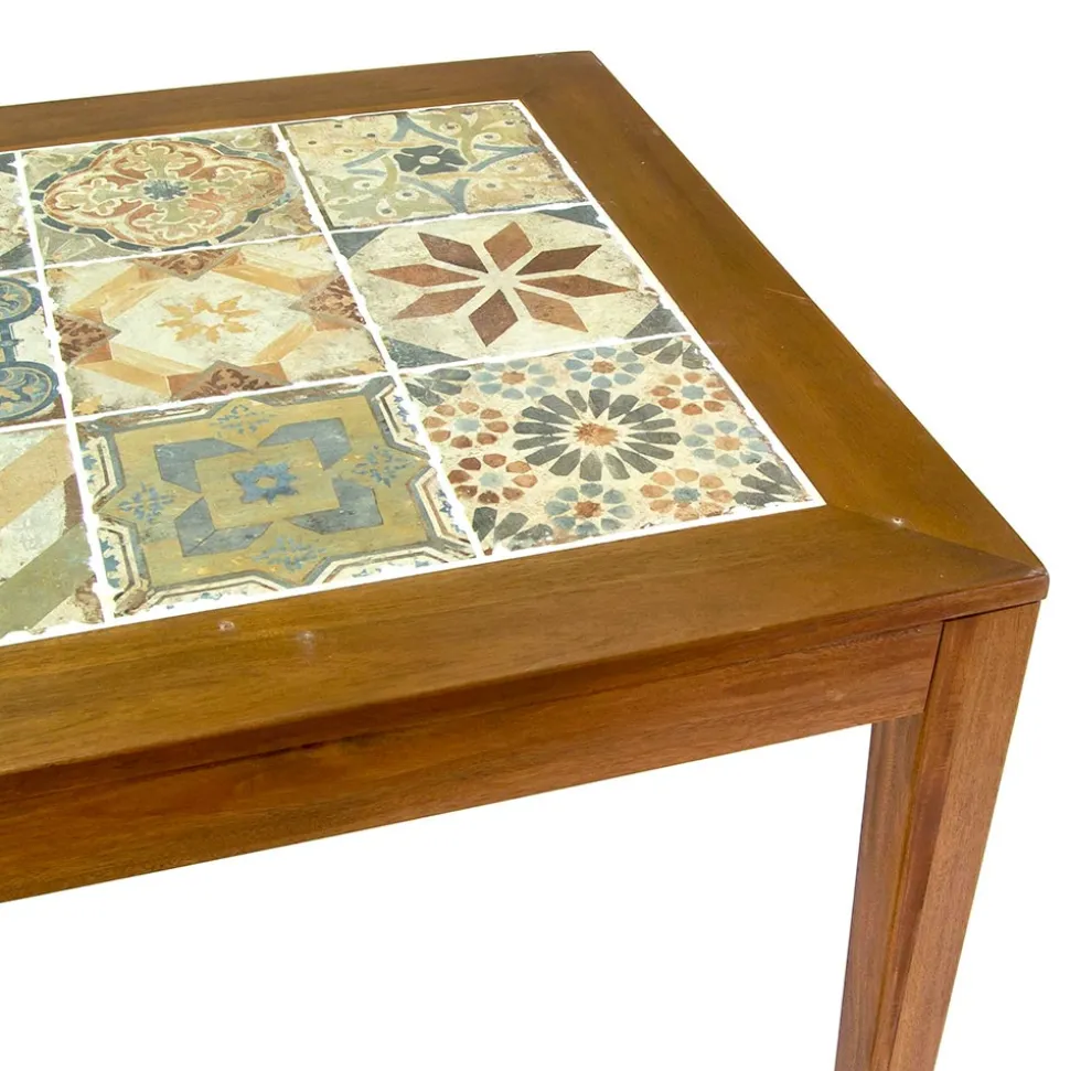 Tavolo Quadrato Realizzato in Legno di Acacia e Piano in Ceramica - Tecnica