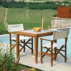 Tavolo Quadrato Realizzato in Legno di Acacia e Piano in Ceramica - Tecnica