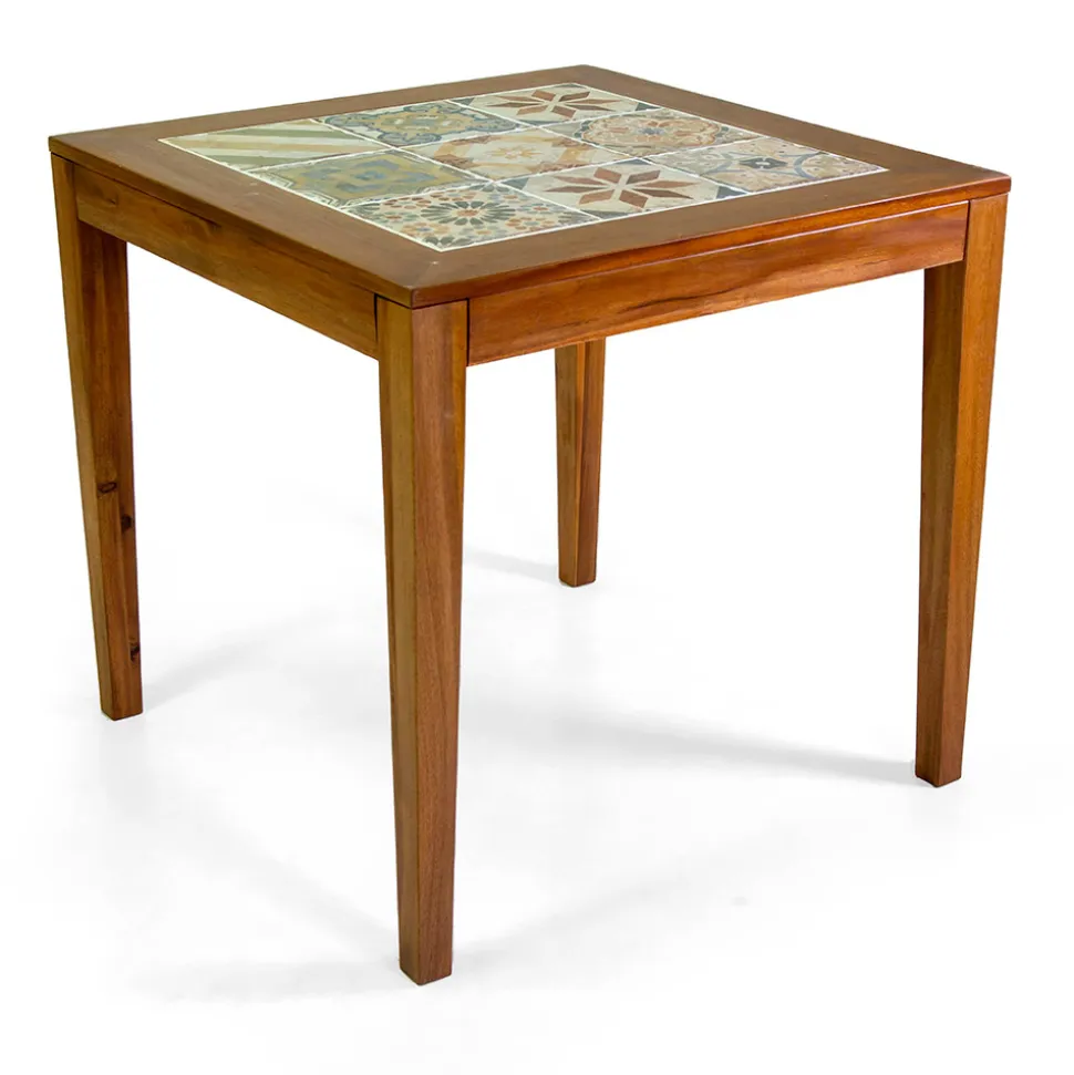 Tavolo Quadrato Realizzato in Legno di Acacia e Piano in Ceramica - Tecnica