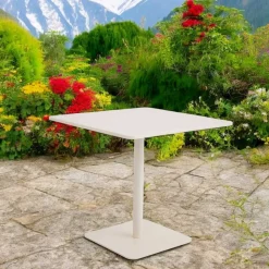 Tavolo Quadrato 80x80 cm da Esterno Realizzato in Alluminio Beige - Alfresco