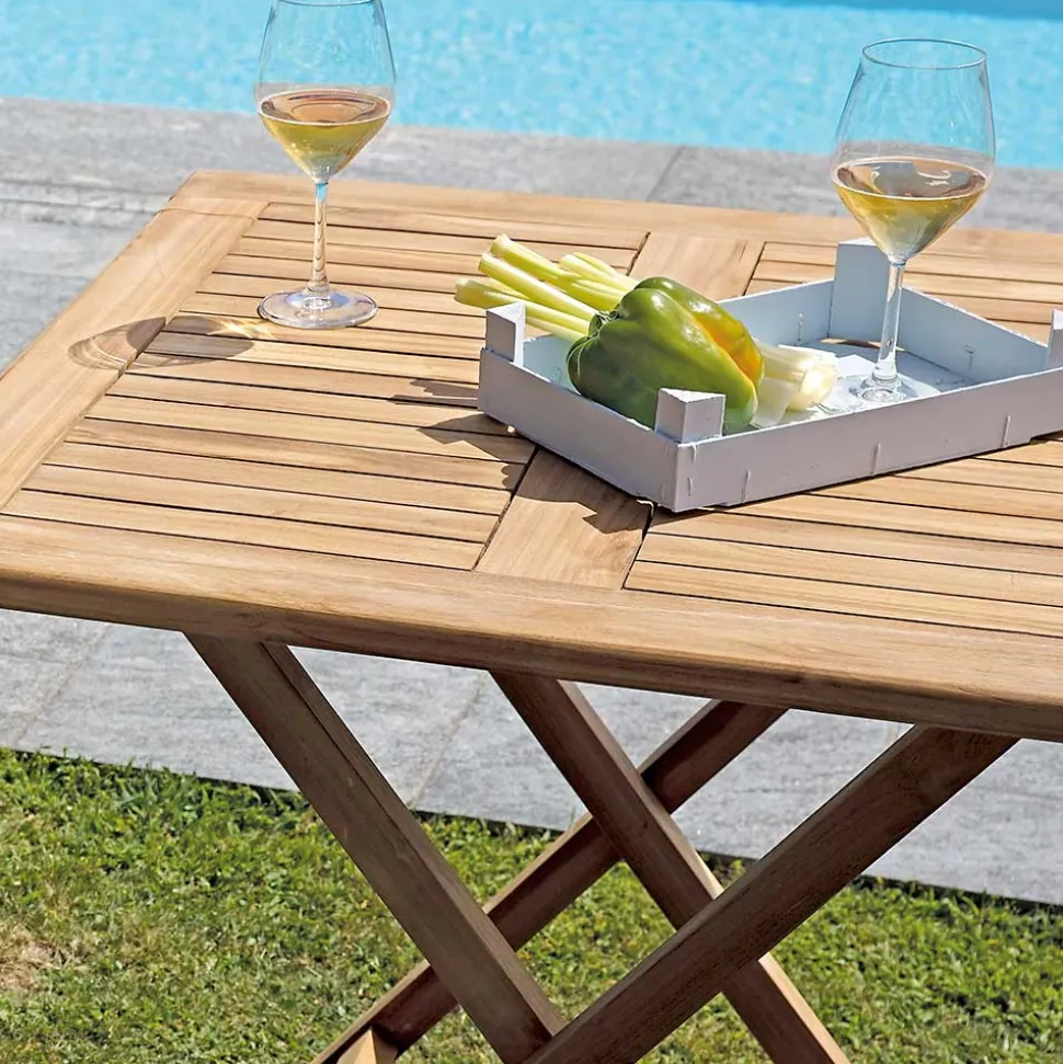 Tavolo Quadrato 80x80 cm da Giardino Realizzato in Teak - Amico