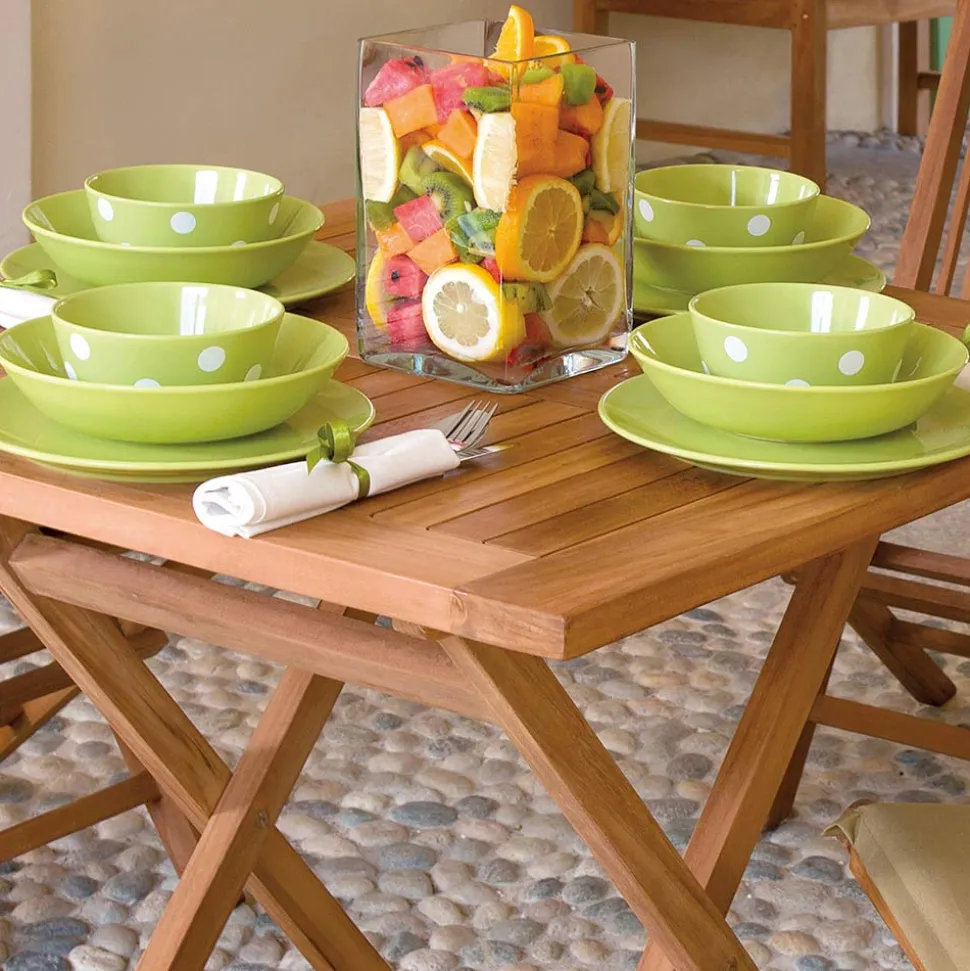 Tavolo Quadrato 80x80 cm da Giardino Realizzato in Teak - Amico