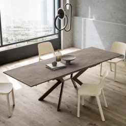 Tavolo Rettangolare Allungabile a 240 o 280 cm in HPL e Metallo - Presente