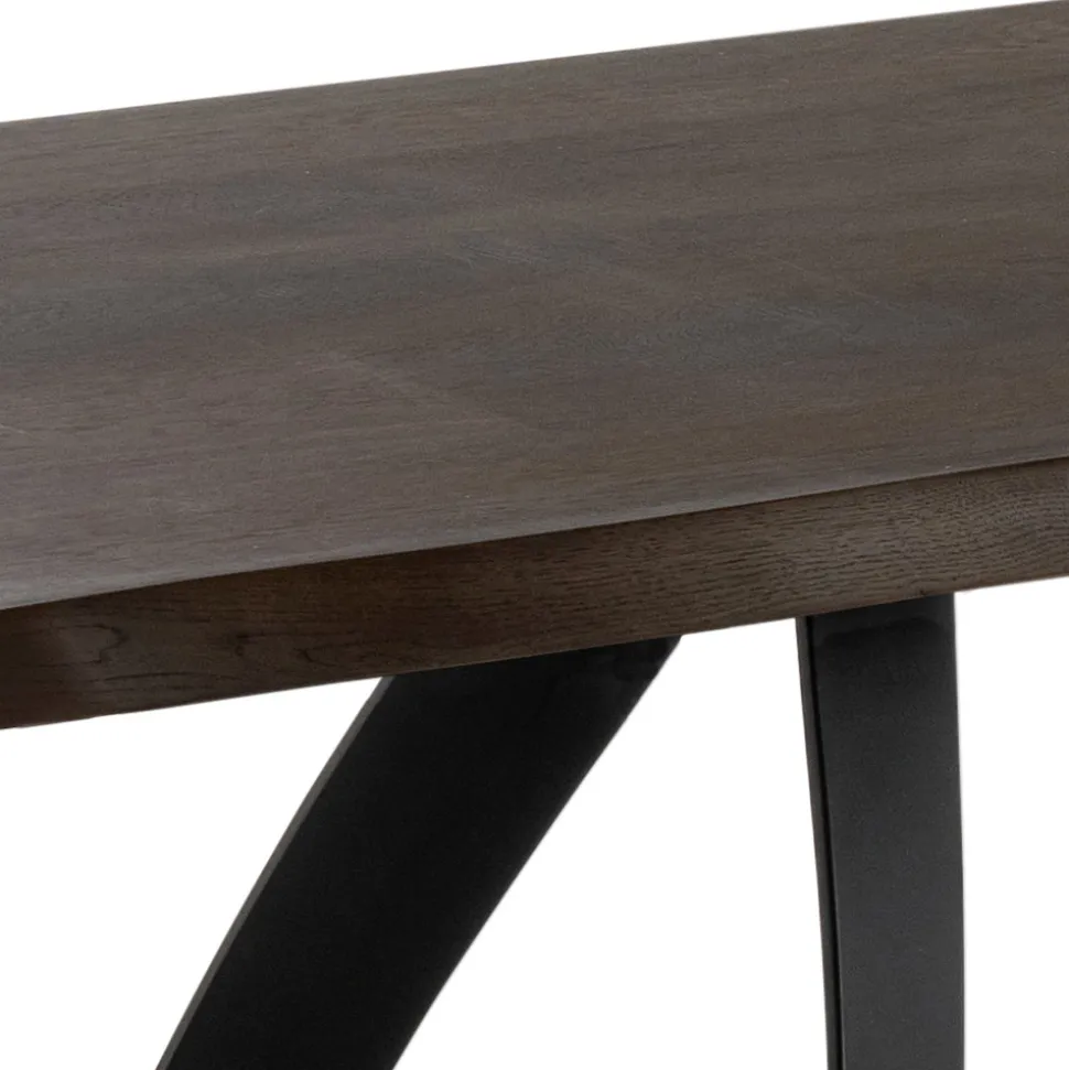 Tavolo Rettangolare con Piano in Rovere Impiallacciato e Base in Alluminio - Logan