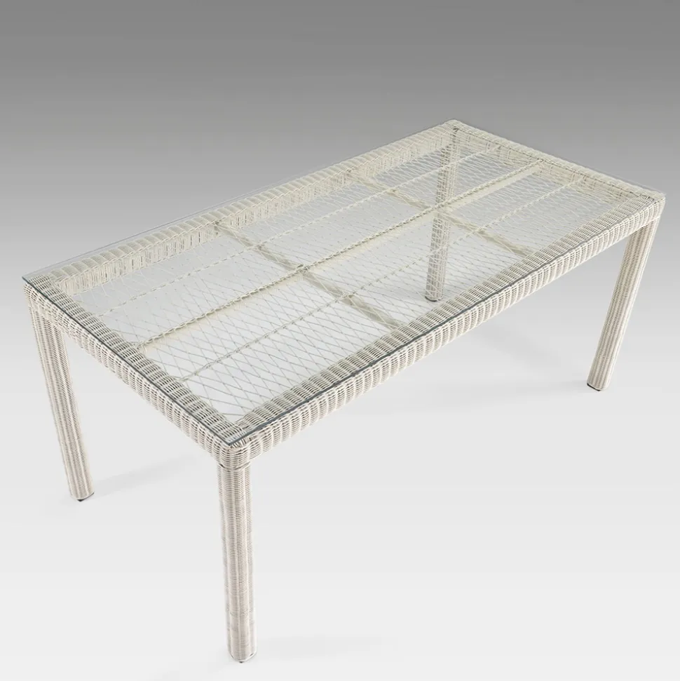 Tavolo Rettangolare da Esterno in Polyrattan e Vetro - Gigi
