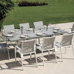 Tavolo Rettangolare da Giardino in Alluminio e Resina Grigia - Nuvia