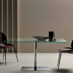 Tavolo Rettangolare Moderno in Vetro Fumè o Extrachiaro Made in Italy – Dolce