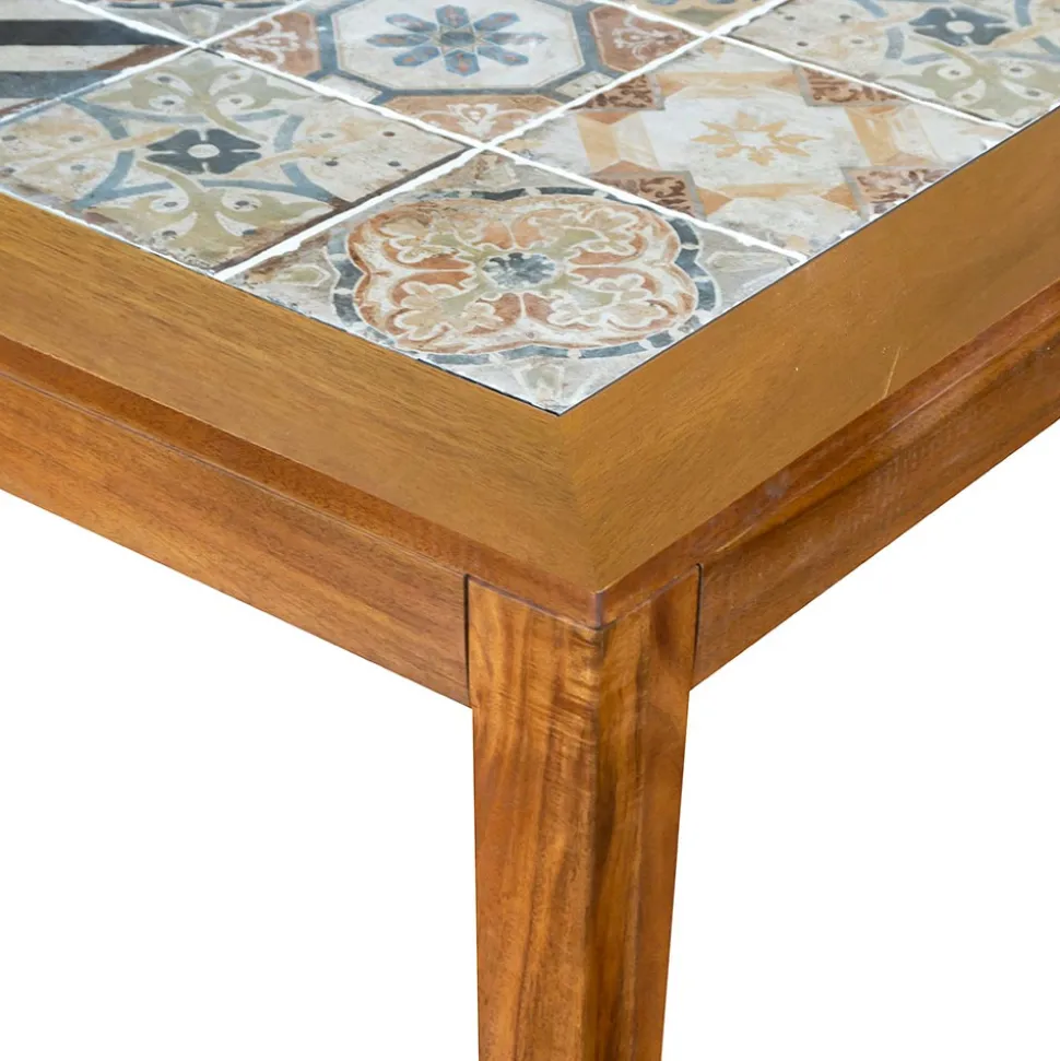 Tavolo Rettangolare Realizzato in Legno di Acacia e Piano in Ceramica - Tecnica