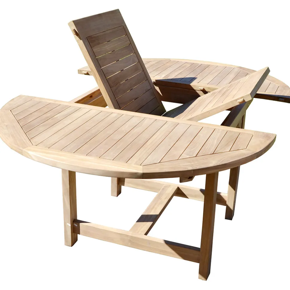 Tavolo Rotondo Allungabile a 170 cm da Esterno Realizzato in Teak - Armonia