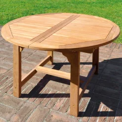 Tavolo Rotondo Allungabile a 170 cm da Esterno Realizzato in Teak - Armonia