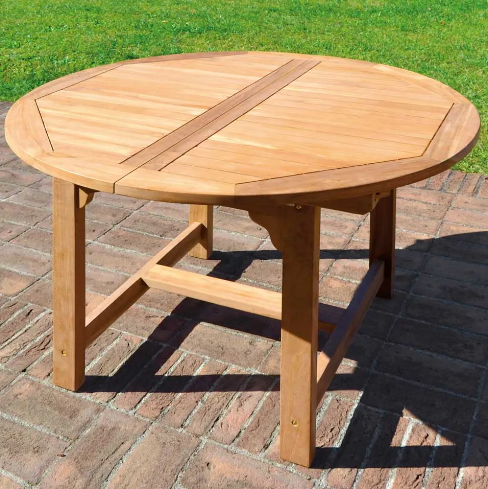 Tavolo Rotondo Allungabile a 170 cm da Esterno Realizzato in Teak - Armonia