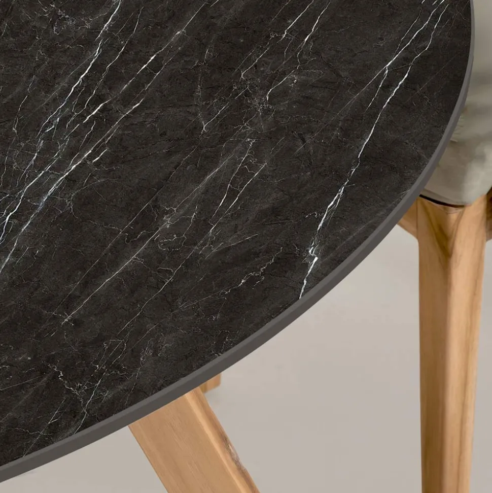 Tavolo Rotondo da Esterno in Ceramica Nero Marquinia Made in Italy - Pegaso