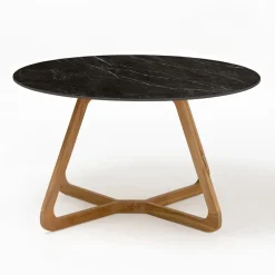 Tavolo Rotondo da Esterno in Ceramica Nero Marquinia Made in Italy - Pegaso